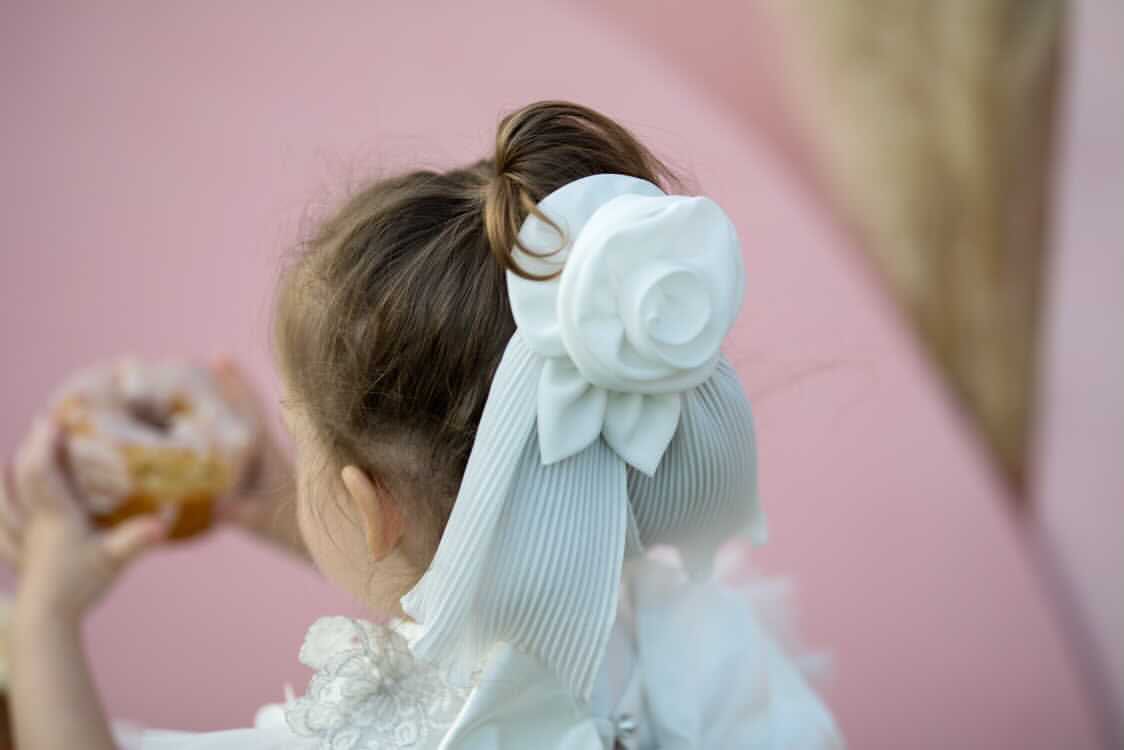 Sienna Flower Pleated Hair Bow - Petite Maison Kids