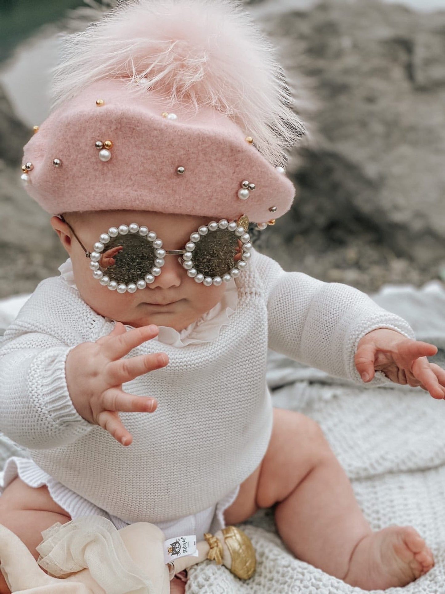 Baby Wool Berets with Pearls - Petite Maison Kids