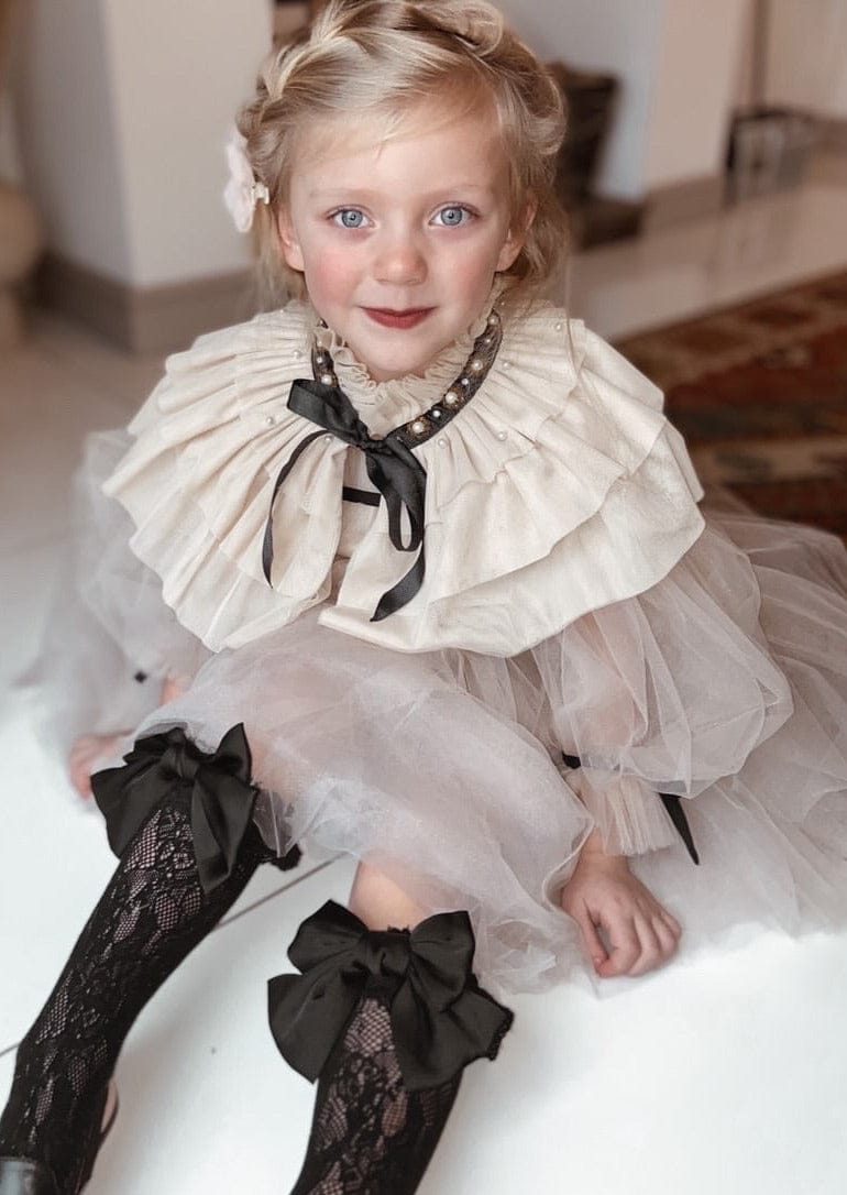 Lola Black Lace Socks with Satin Bows - Petite Maison Kids