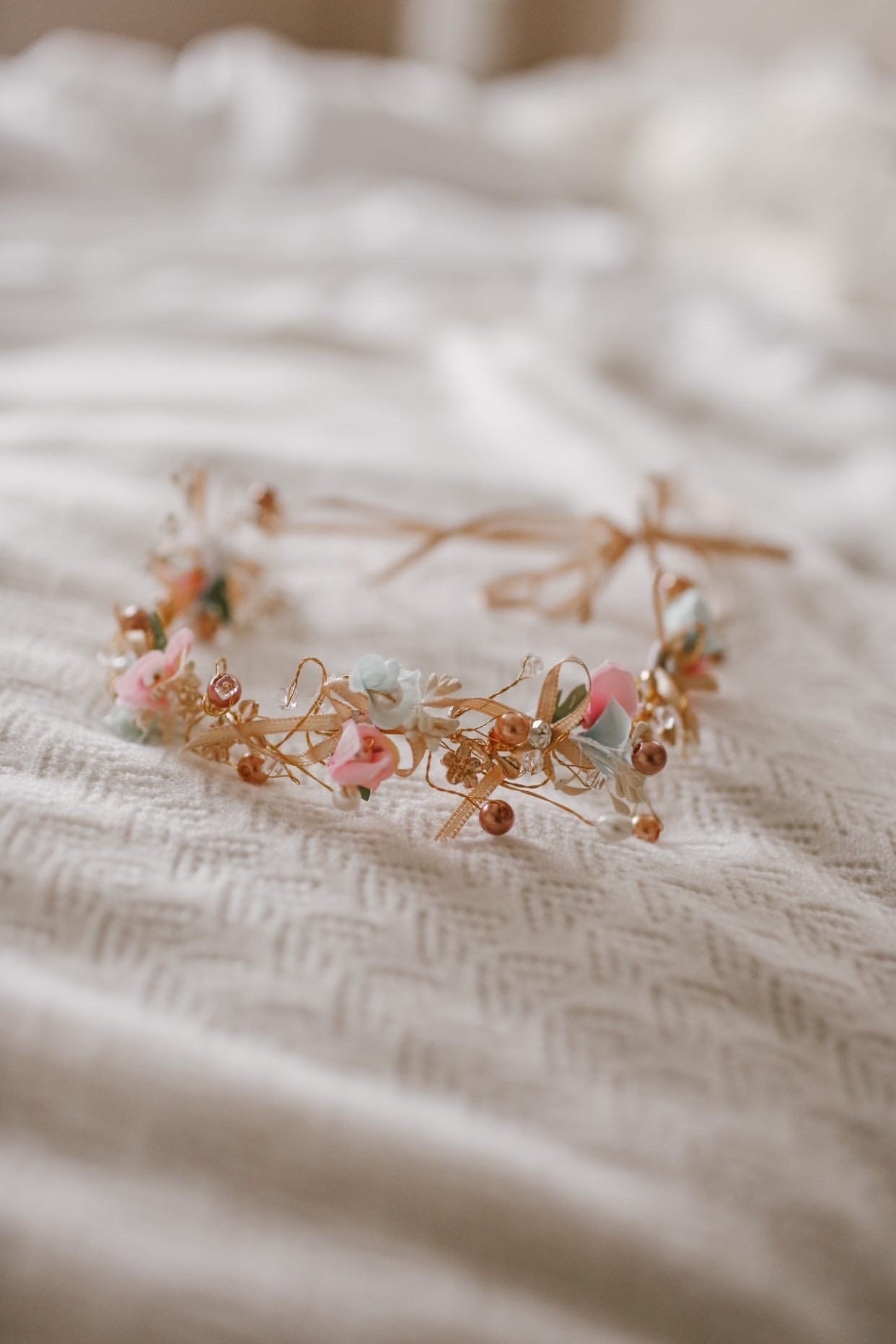 Rose Gold Flower Hair Garland - Petit Maison Kids