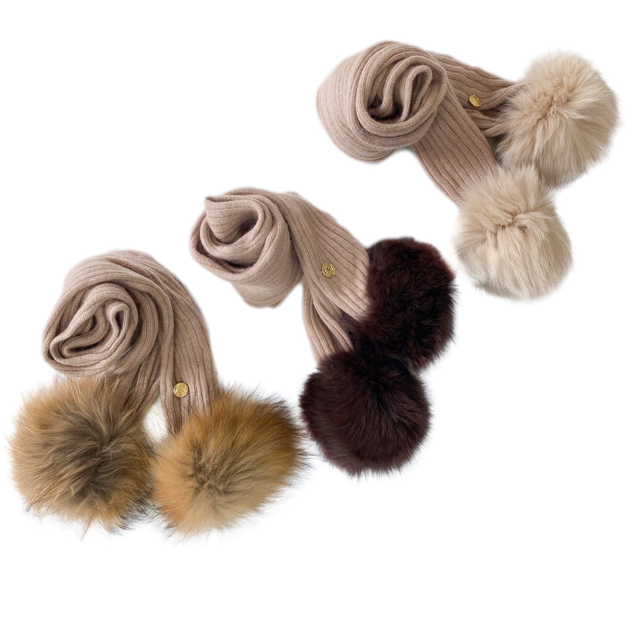 Striped Dusty Beige Angora Scarf - Petit Maison Kids