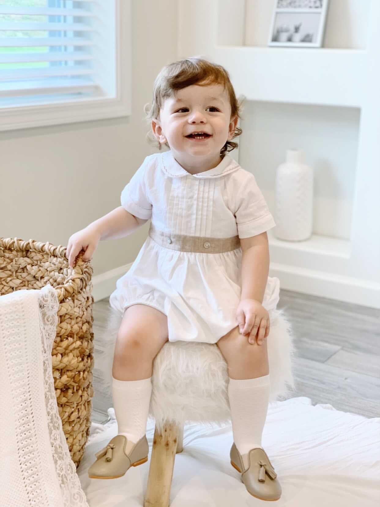 Ashton Linen Romper - Petite Maison Kids