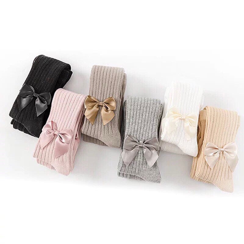 Ribbed Tights with Bows - Petit Maison Kids