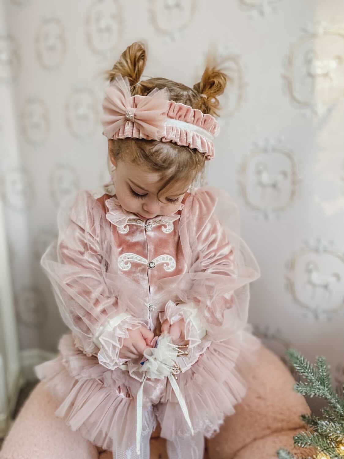 Clara Pink Velvet Hair Sash - Petite Maison Kids