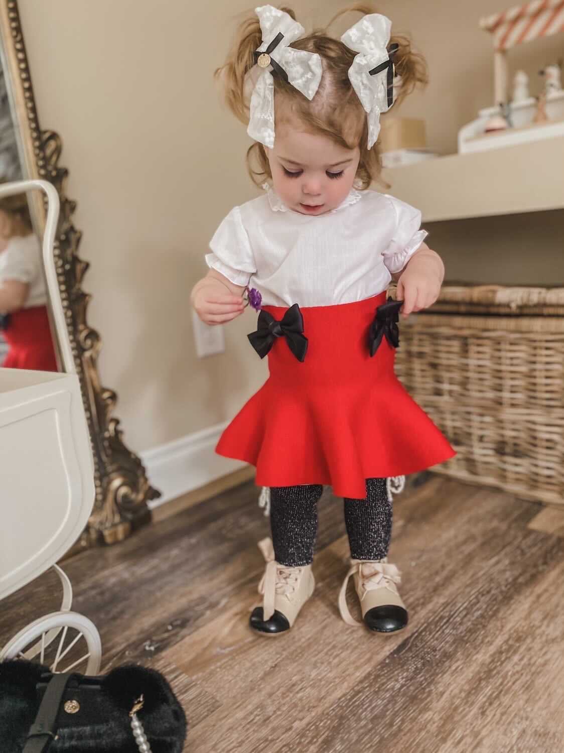 Flare Skirt with Satin Bows - Petite Maison Kids