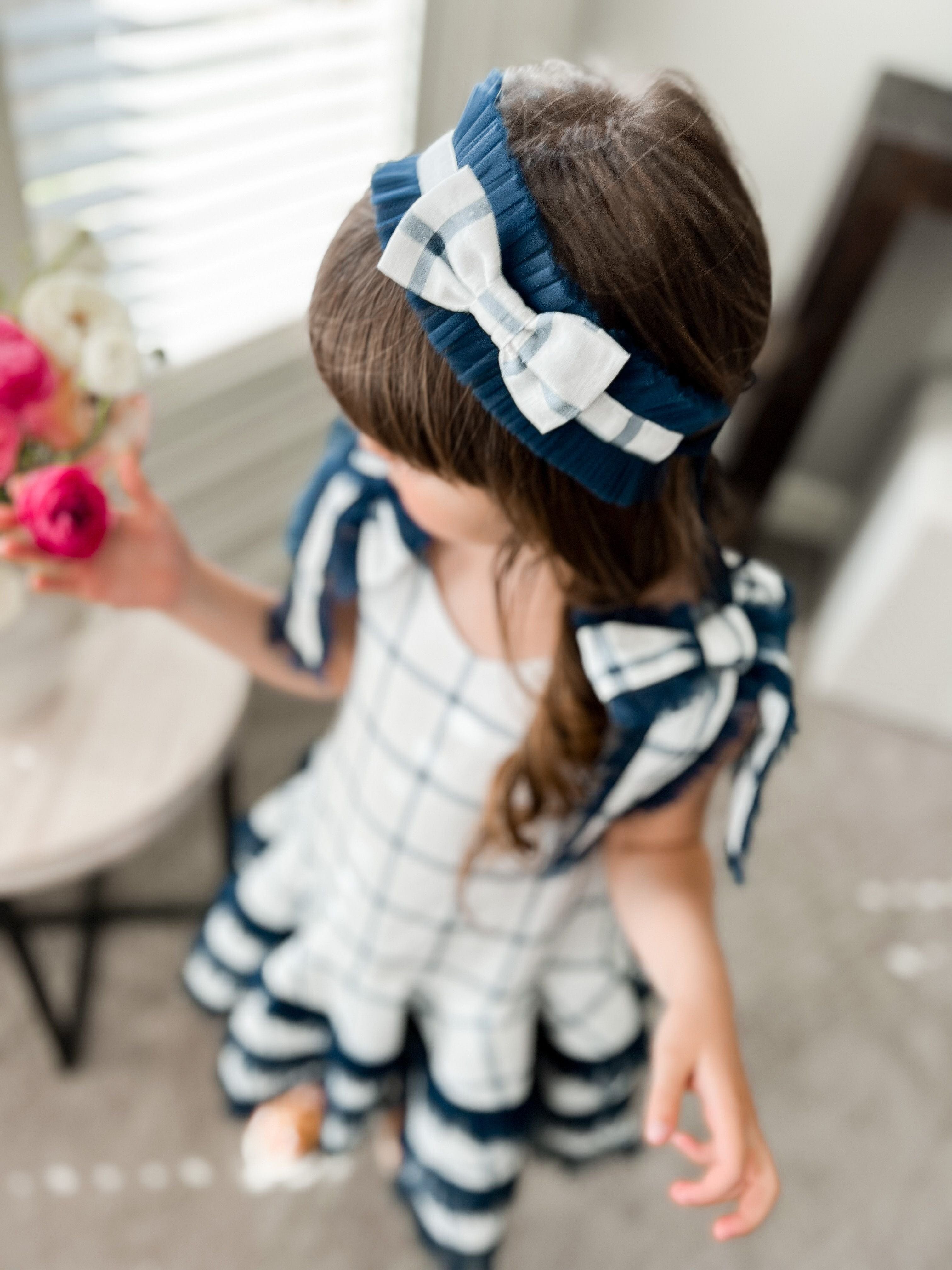 Checkered Linen Hair Sash