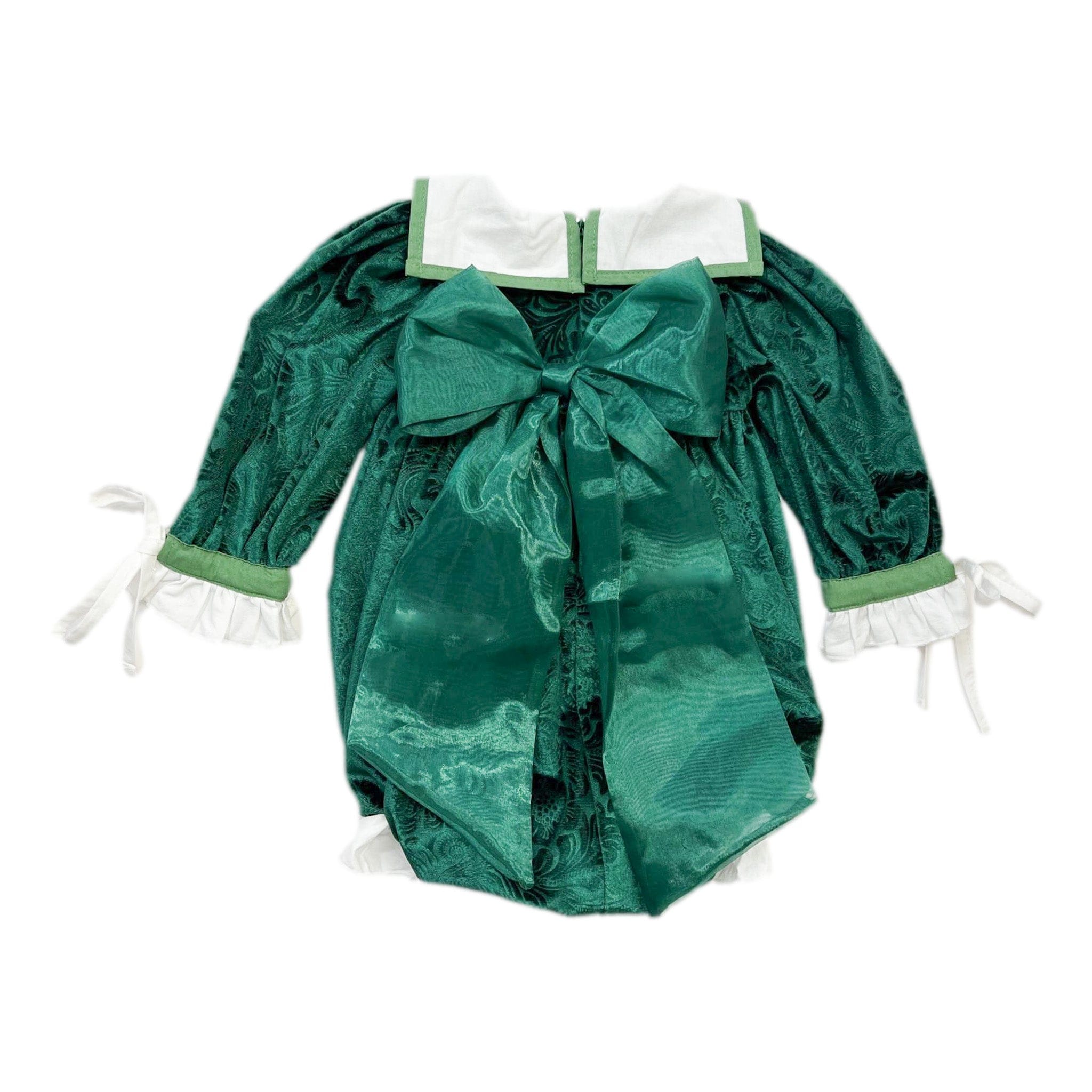 Everly Damask Velour Green Romper