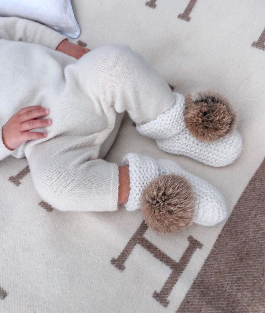 Angora Pom Pom Booties - Petit Maison Kids