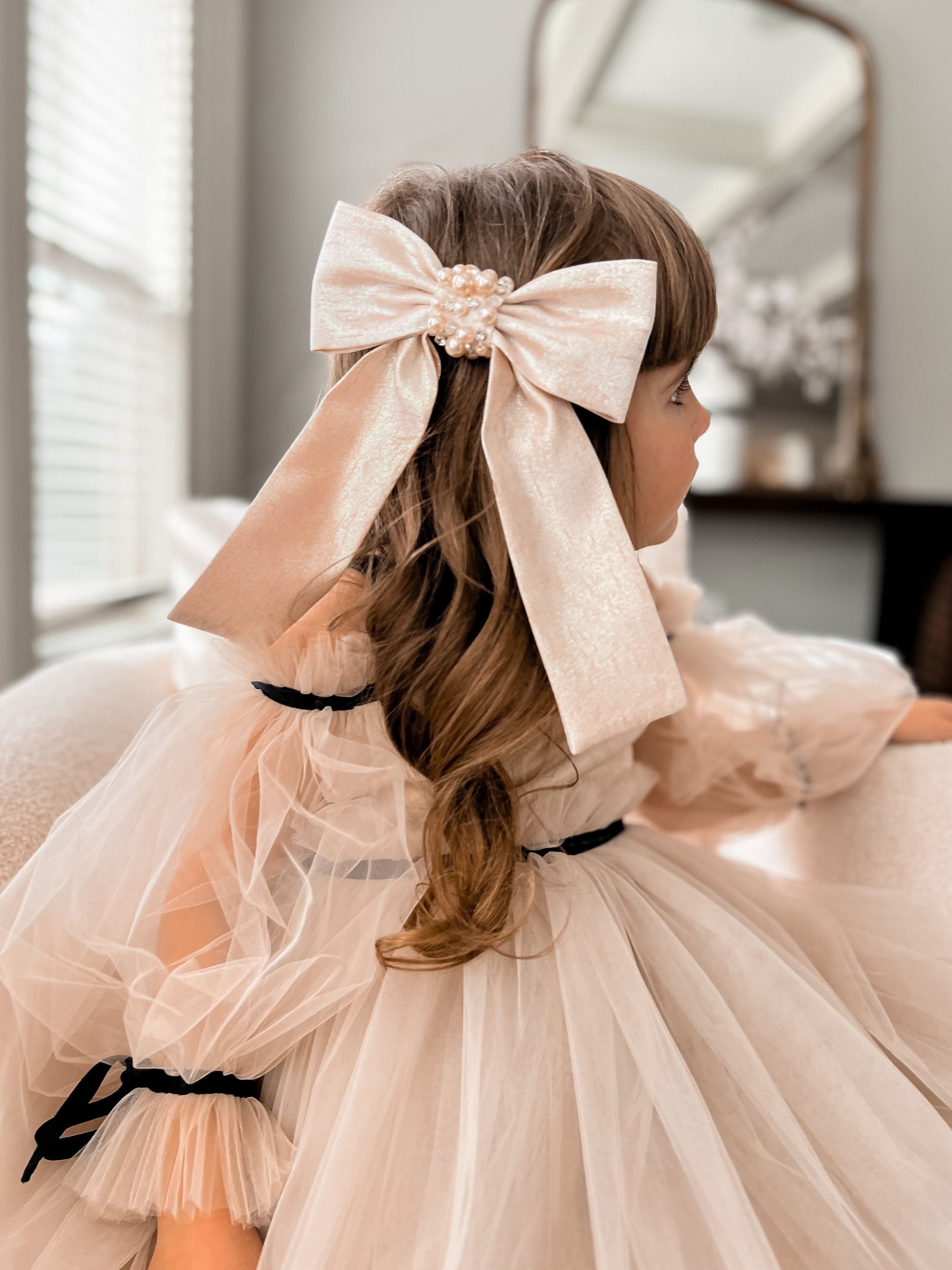 Jackie Jacquard Peach Hair Bow