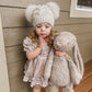 Sandstone Merino Wool Kids Double Pom Hat