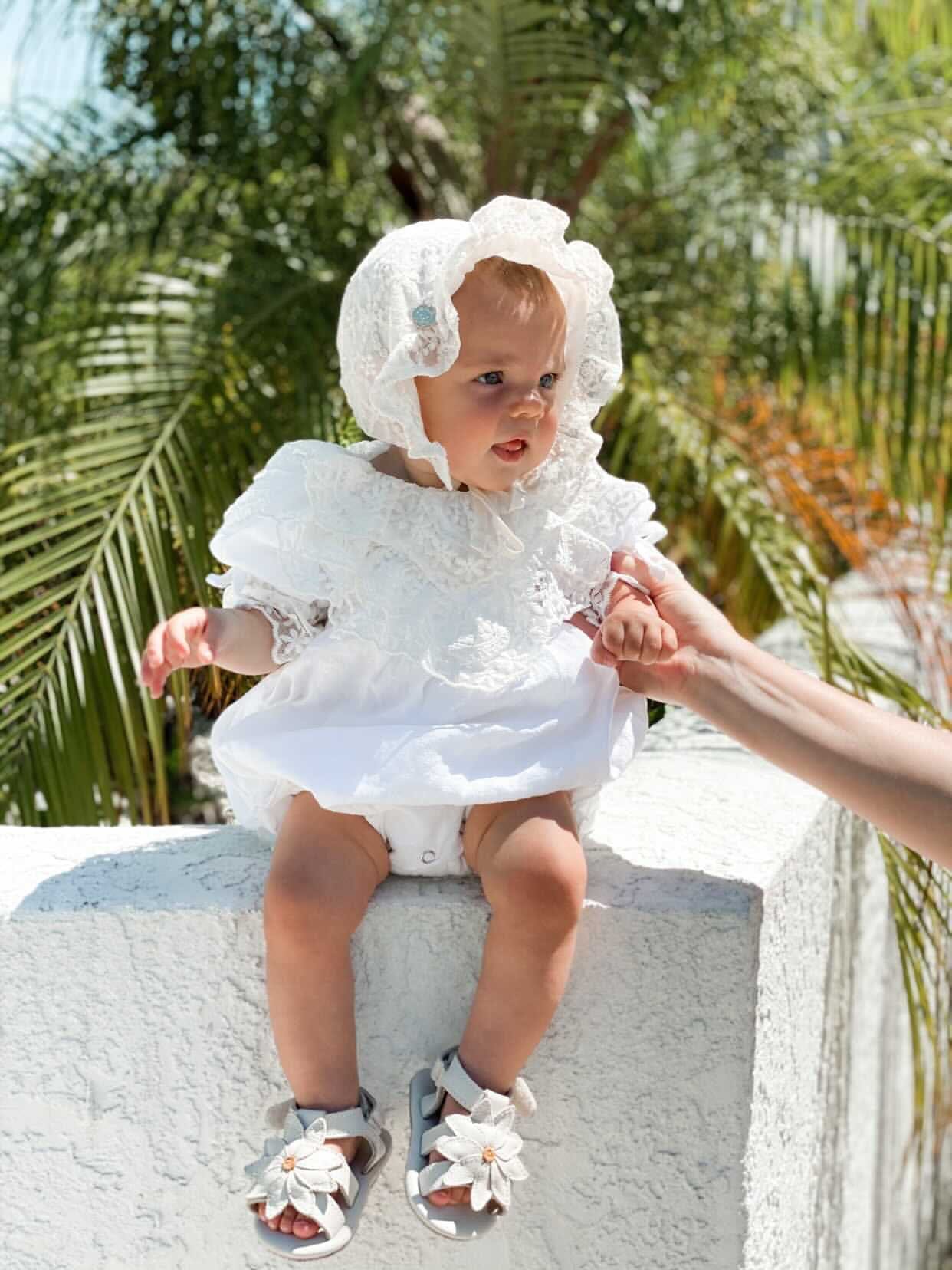 Katherine Embroidered Linen Romper - Petite Maison Kids