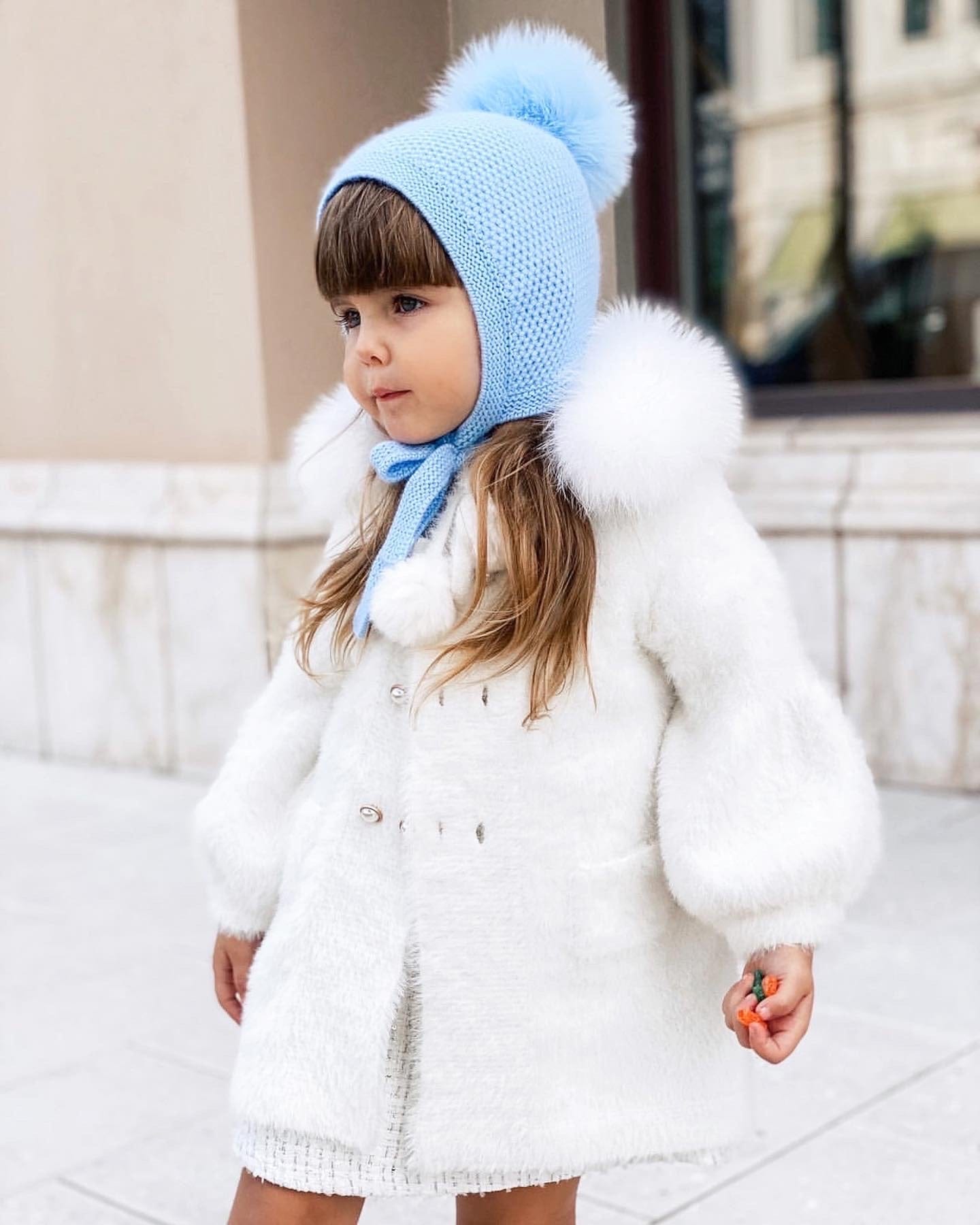 Honeycomb Blue Cashmere Bonnet - Petite Maison Kids