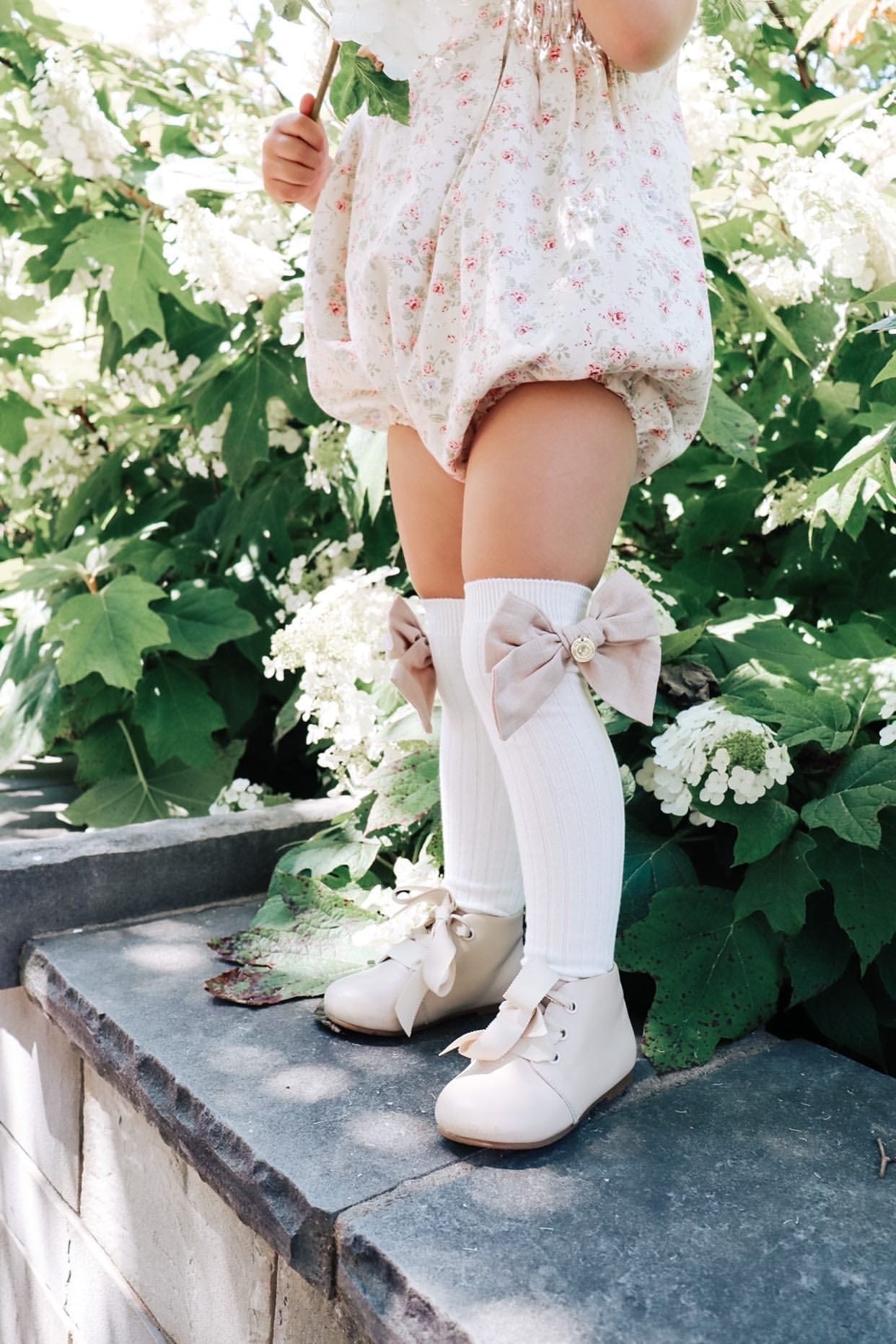 Emma Linen Bow Socks - Petite Maison Kids