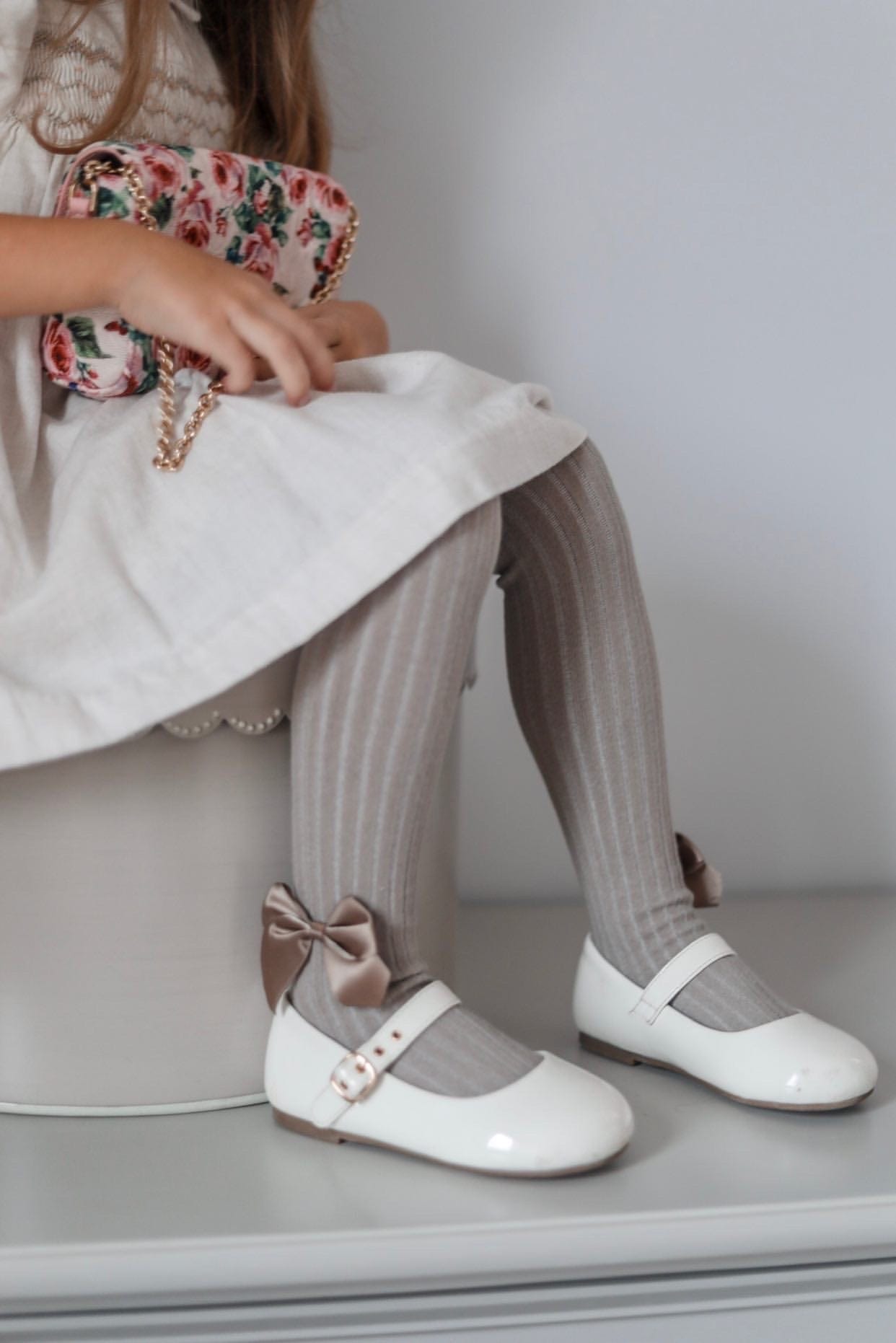 Ribbed Tights with Bows - Petit Maison Kids