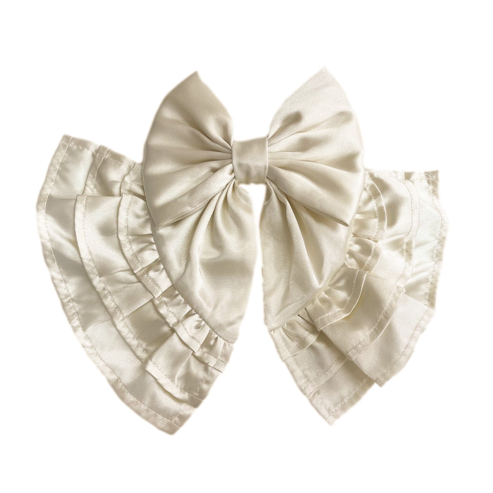 Evangeline Satin Ruffle Hair Bow - Petite Maison Kids