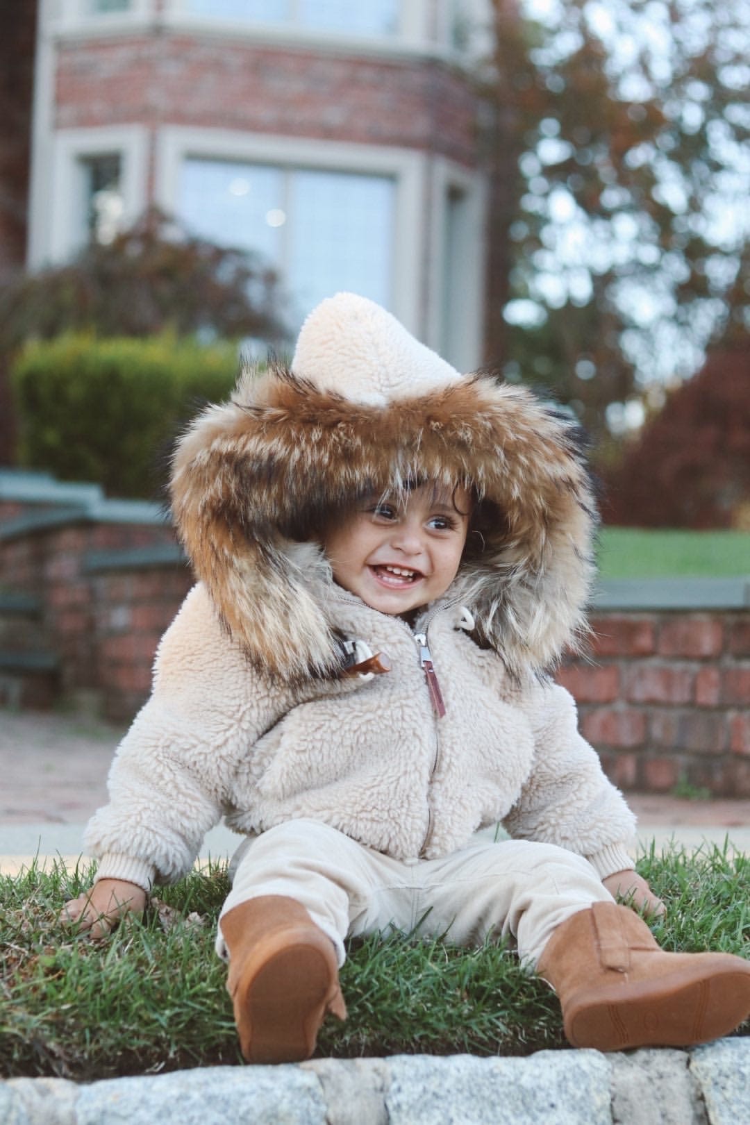 Shearling Camel Bomber Coat - Petite Maison Kids