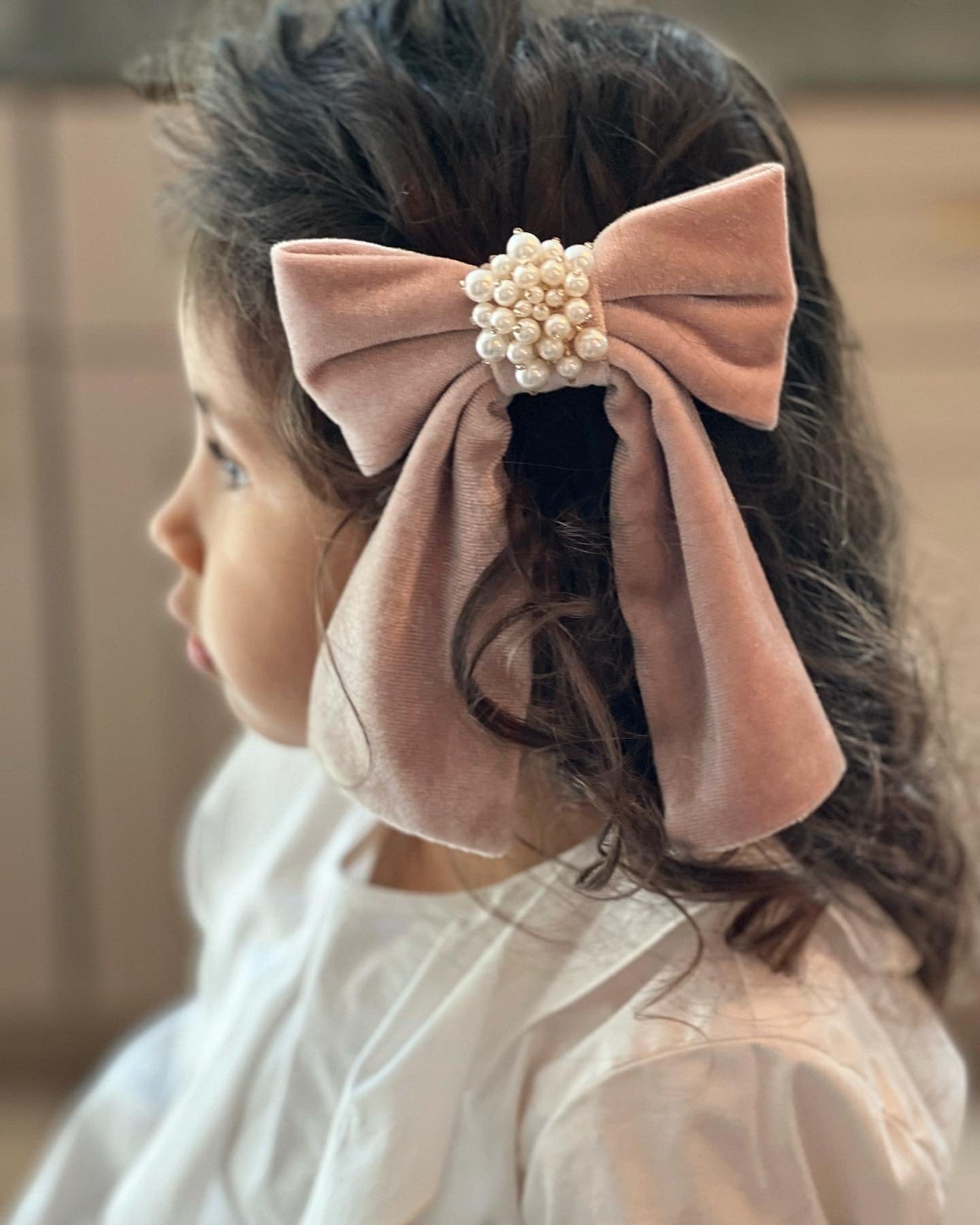 Dusty Pink Velour Hair Bow