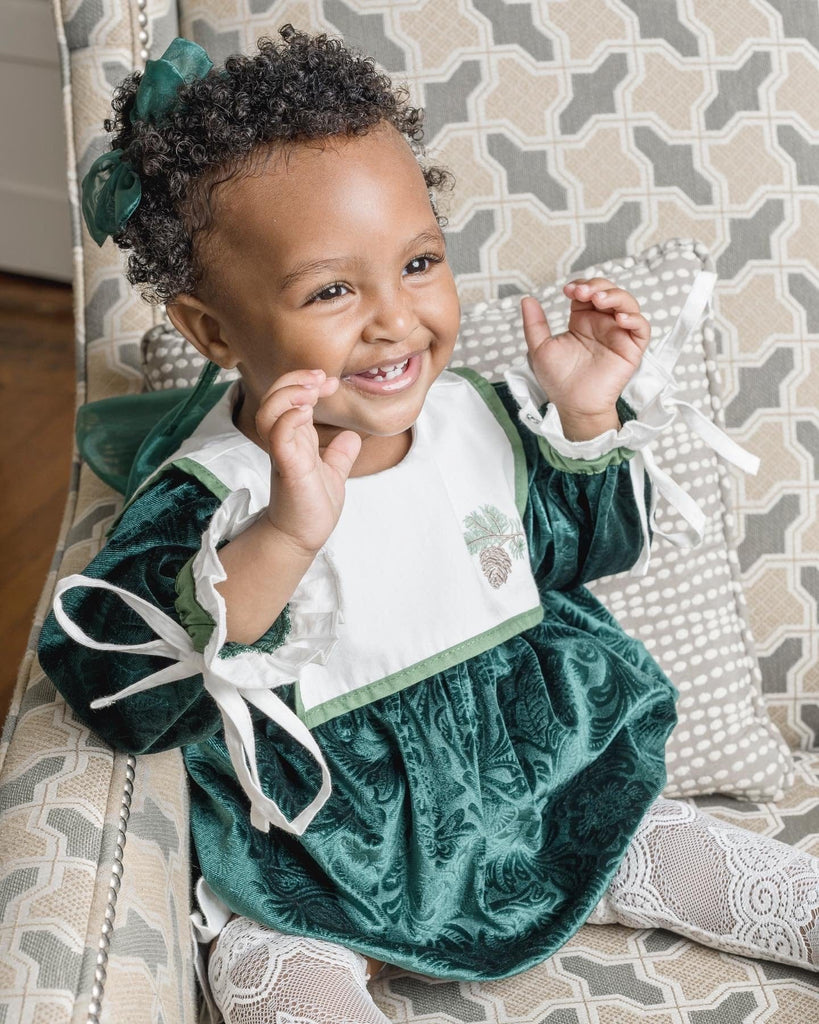 Everly Damask Velour Green Romper – Petite Maison Kids