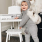 Honeycomb Grey Cashmere Pram Coat with White Print Trim - Petite Maison Kids