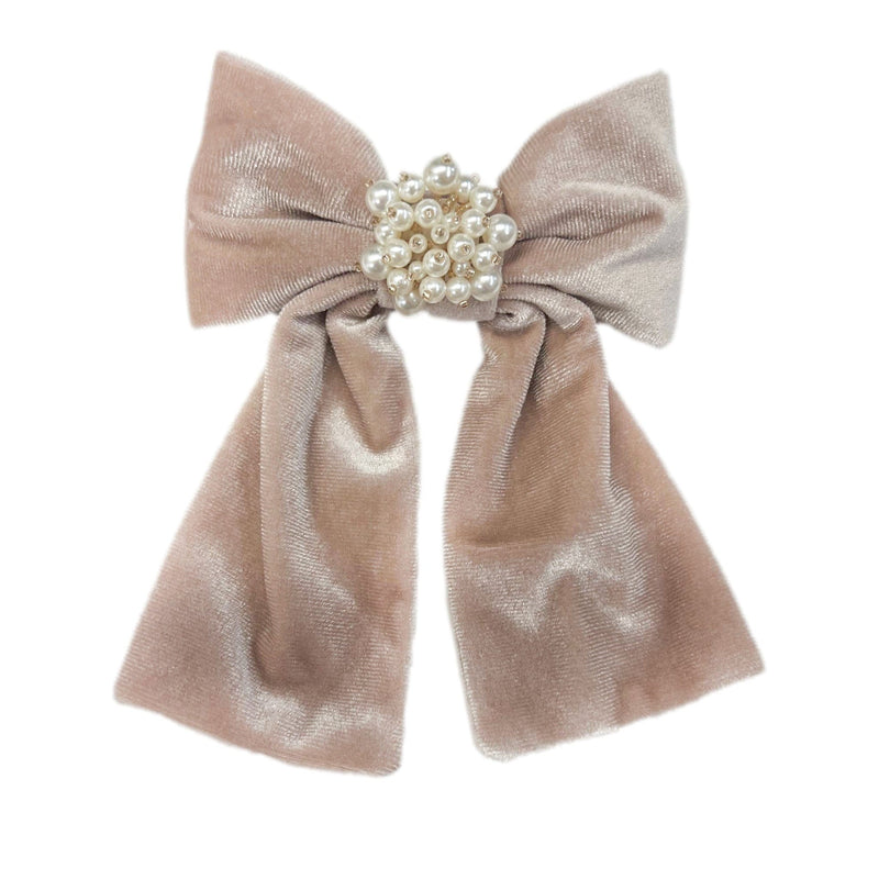 Dusty Pink Velour Hair Bow