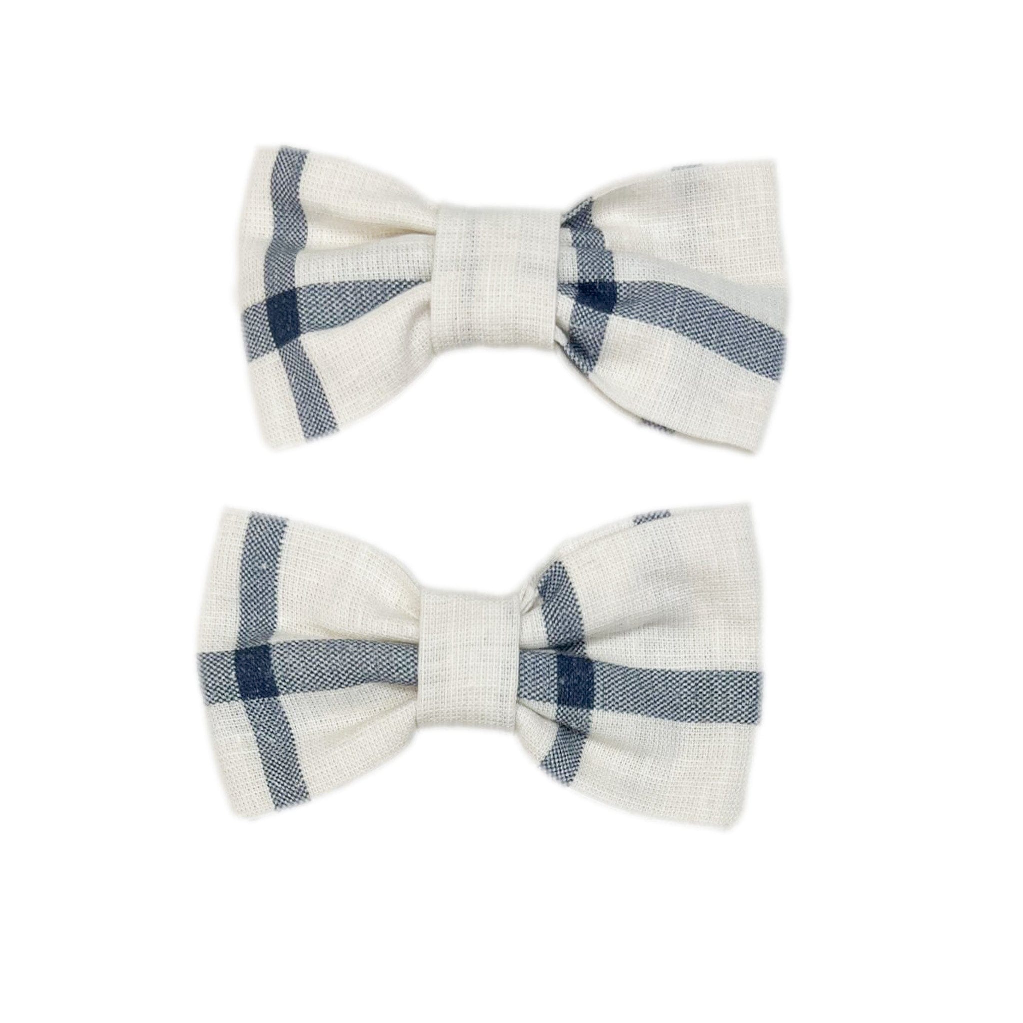 Checkered Linen Pigtail Bows - Petite Maison Kids