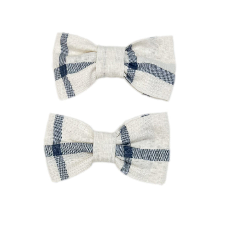 Checkered Linen Pigtail Bows