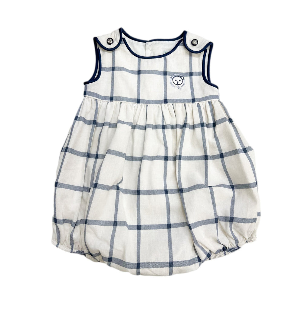 Checkered Linen Romper - Petite Maison Kids