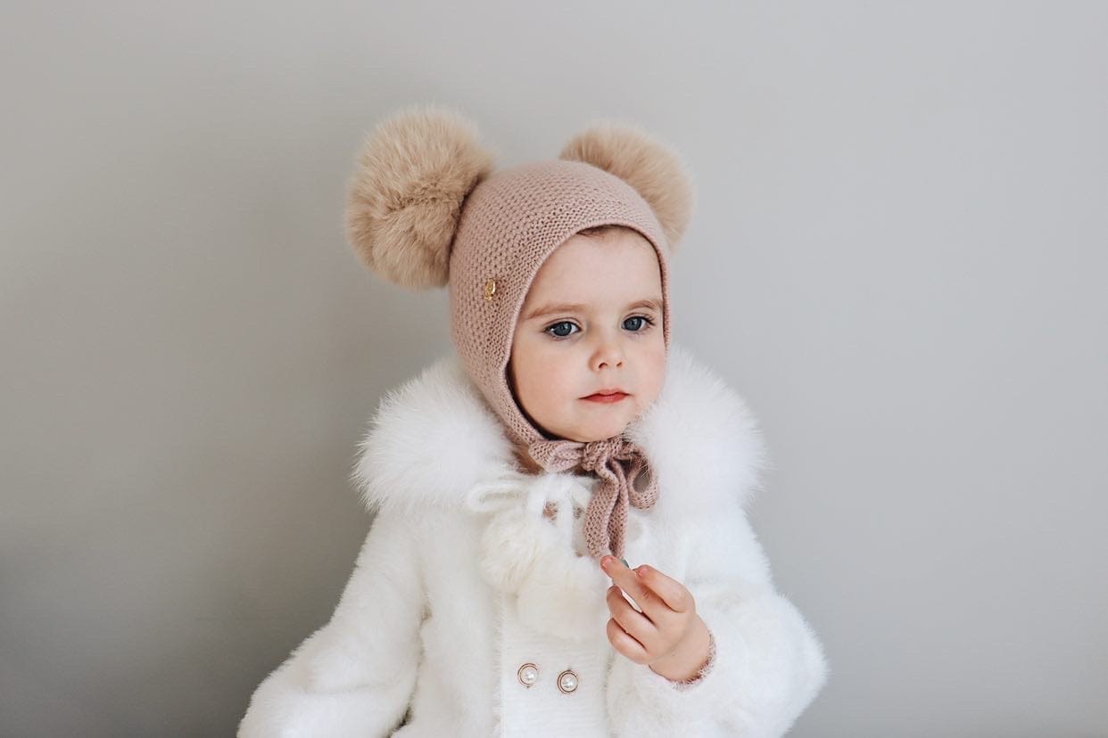 Honeycomb Dusty Pink Cashmere Bonnet - Petite Maison Kids