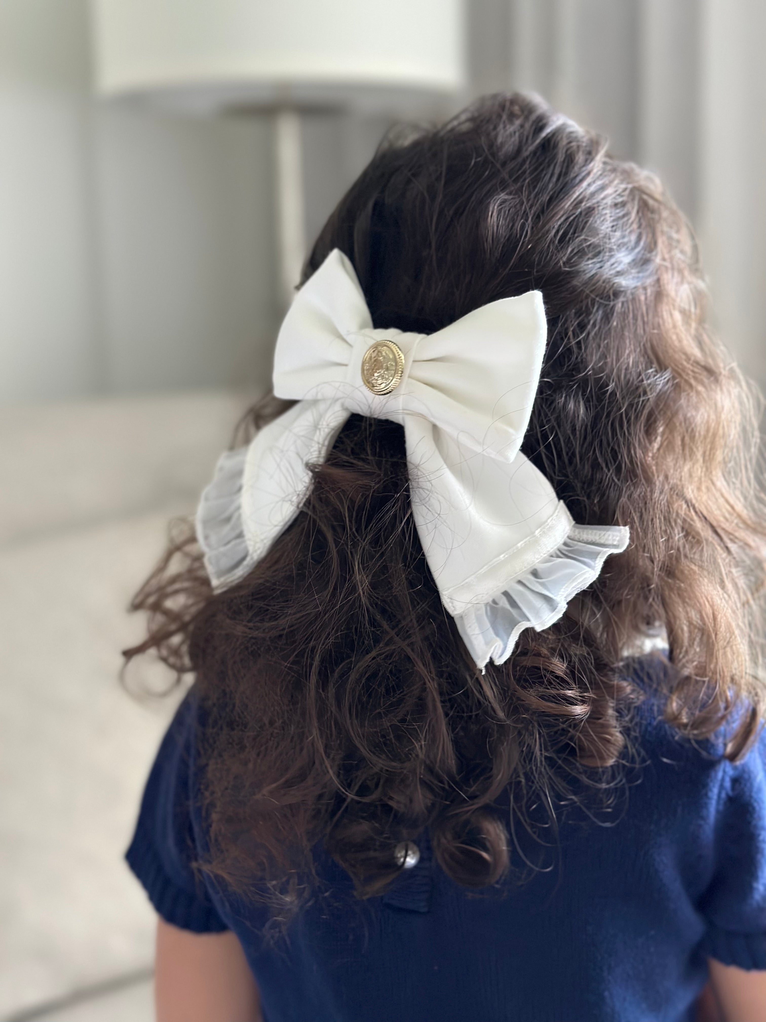 White Tuxedo Hair Bow