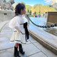 Aurora Ivory Velour Dress - Petite Maison Kids