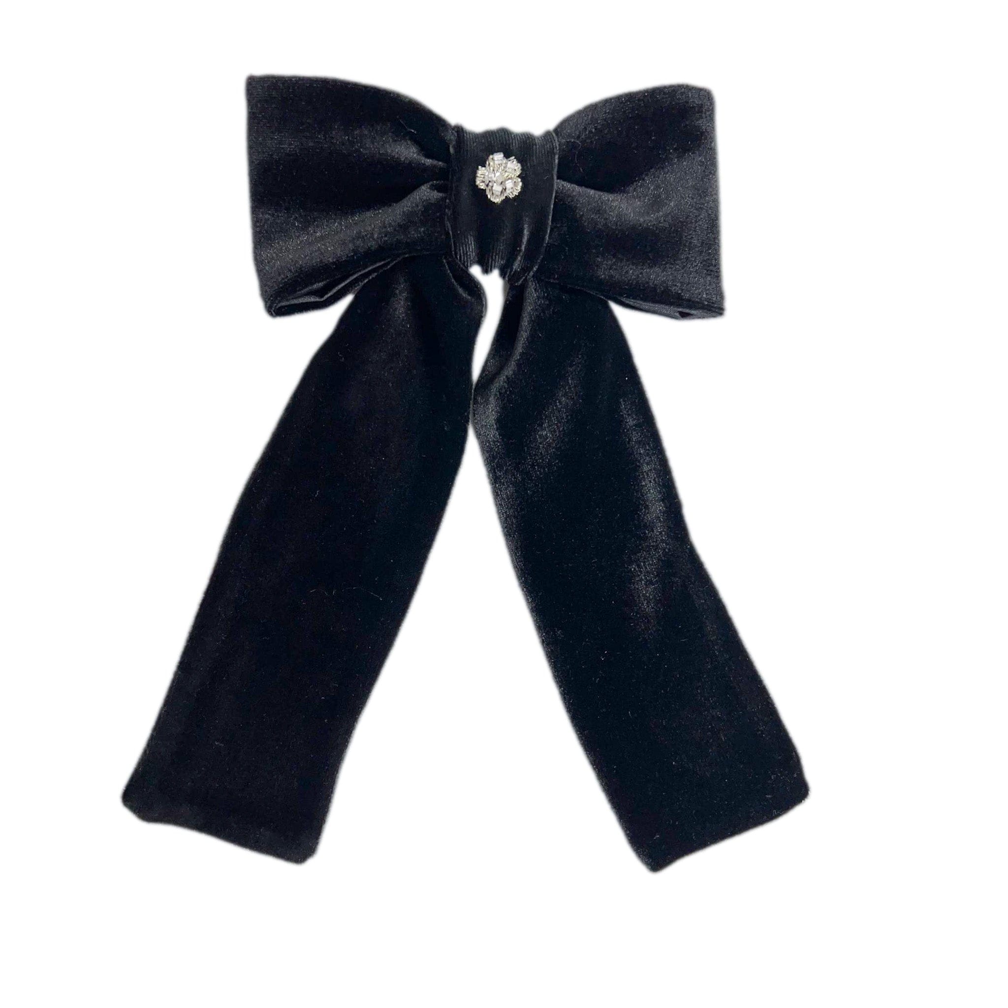 Aurora Black Ceremony Velvet Hair Bow - Petite Maison Kids