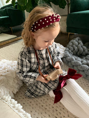 White Knee High Socks with Velvet Bows - Petit Maison Kids