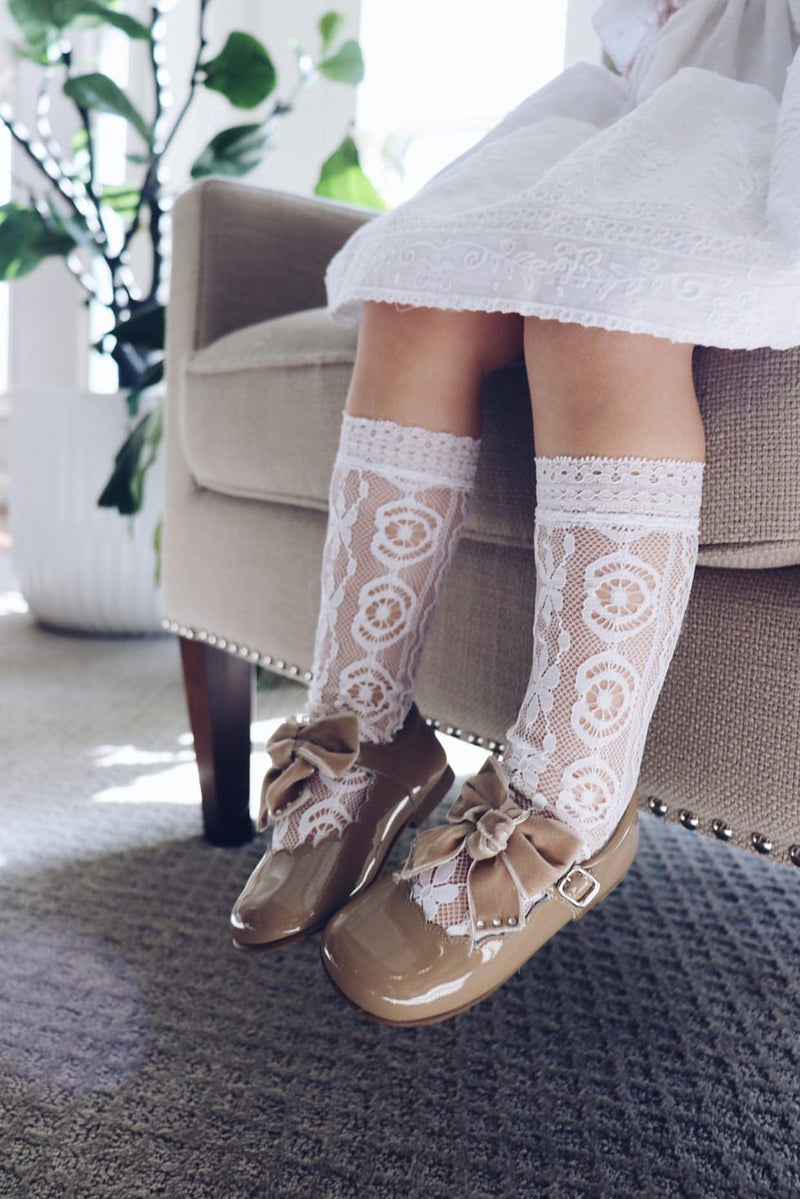 Daisy Lace Socks - White