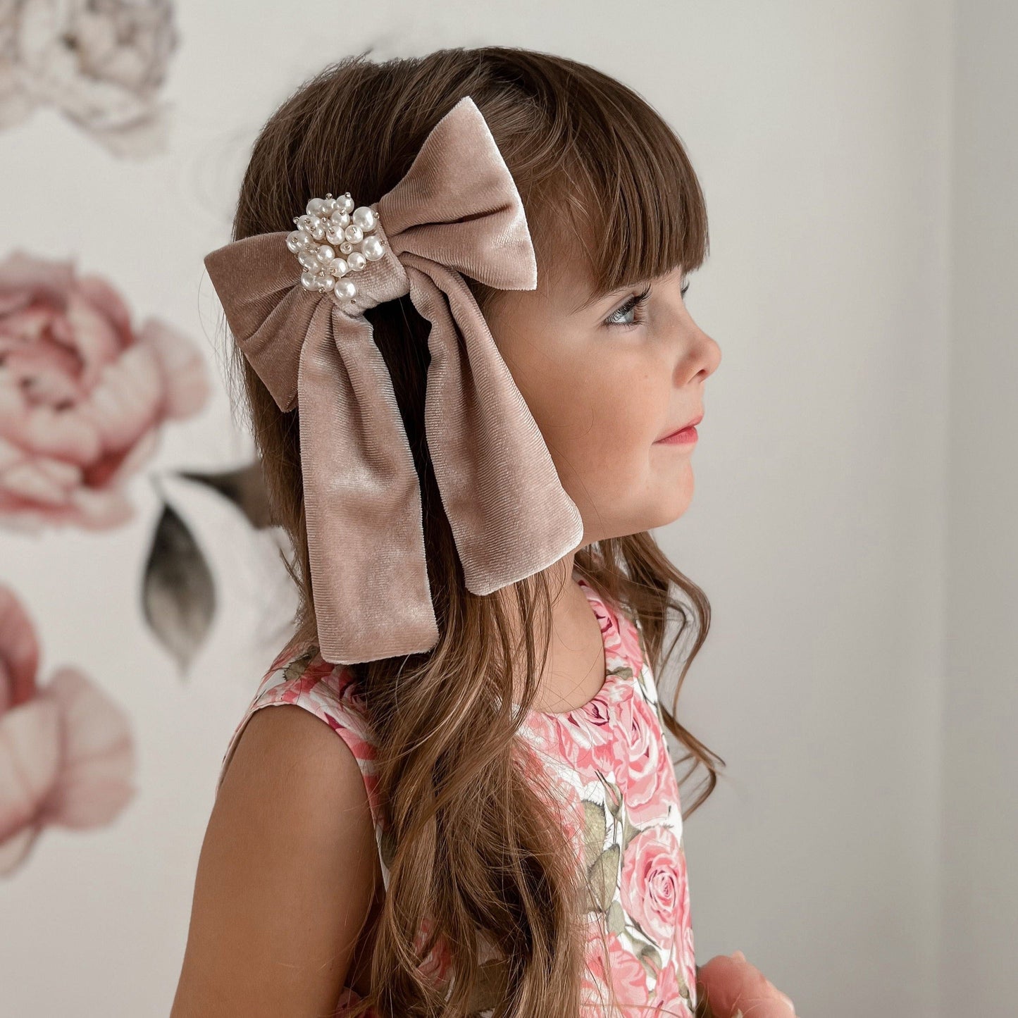 Dusty Pink Velour Hair Bow