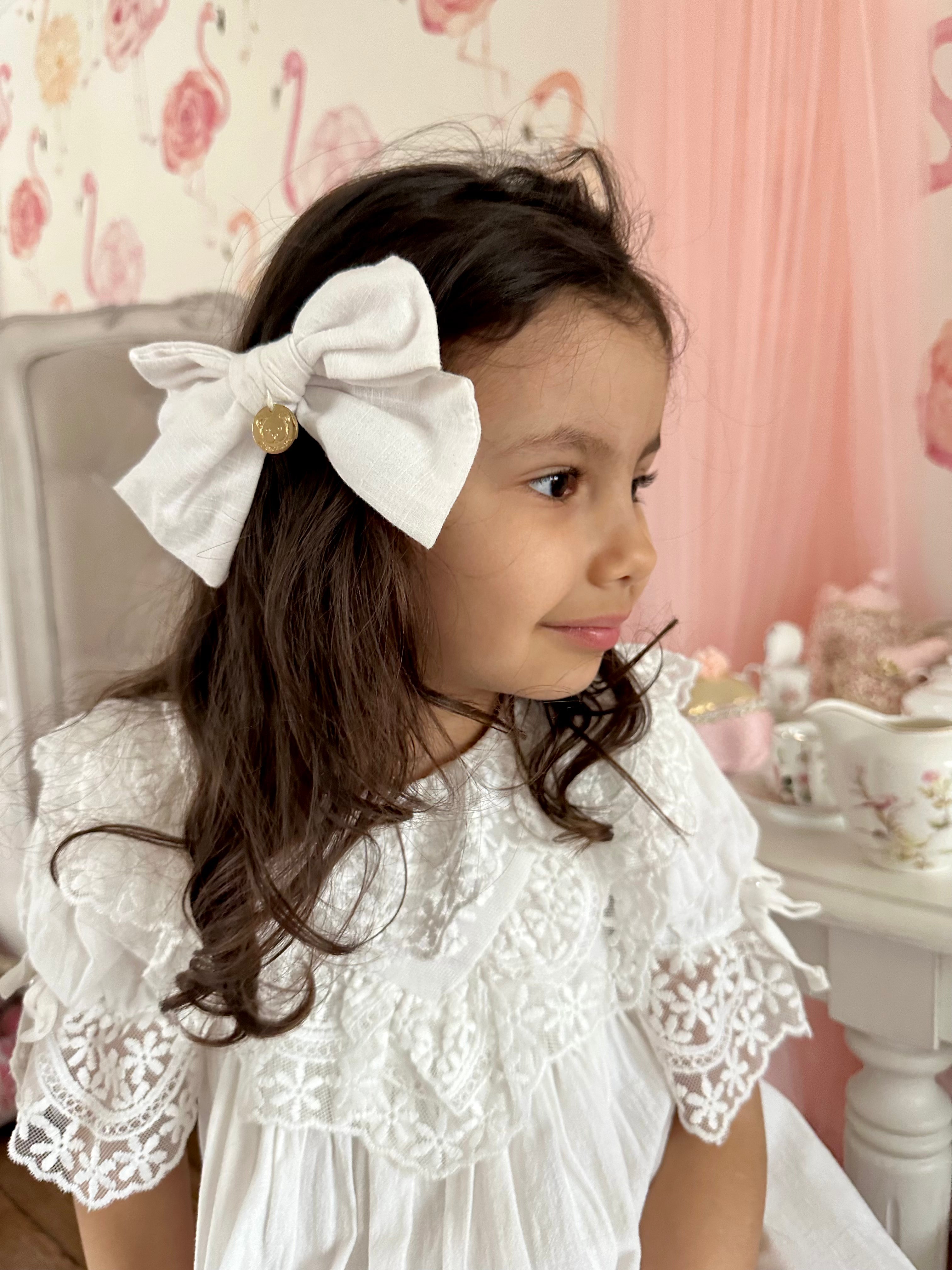 Emma Linen Hair Bow - Petite Maison Kids