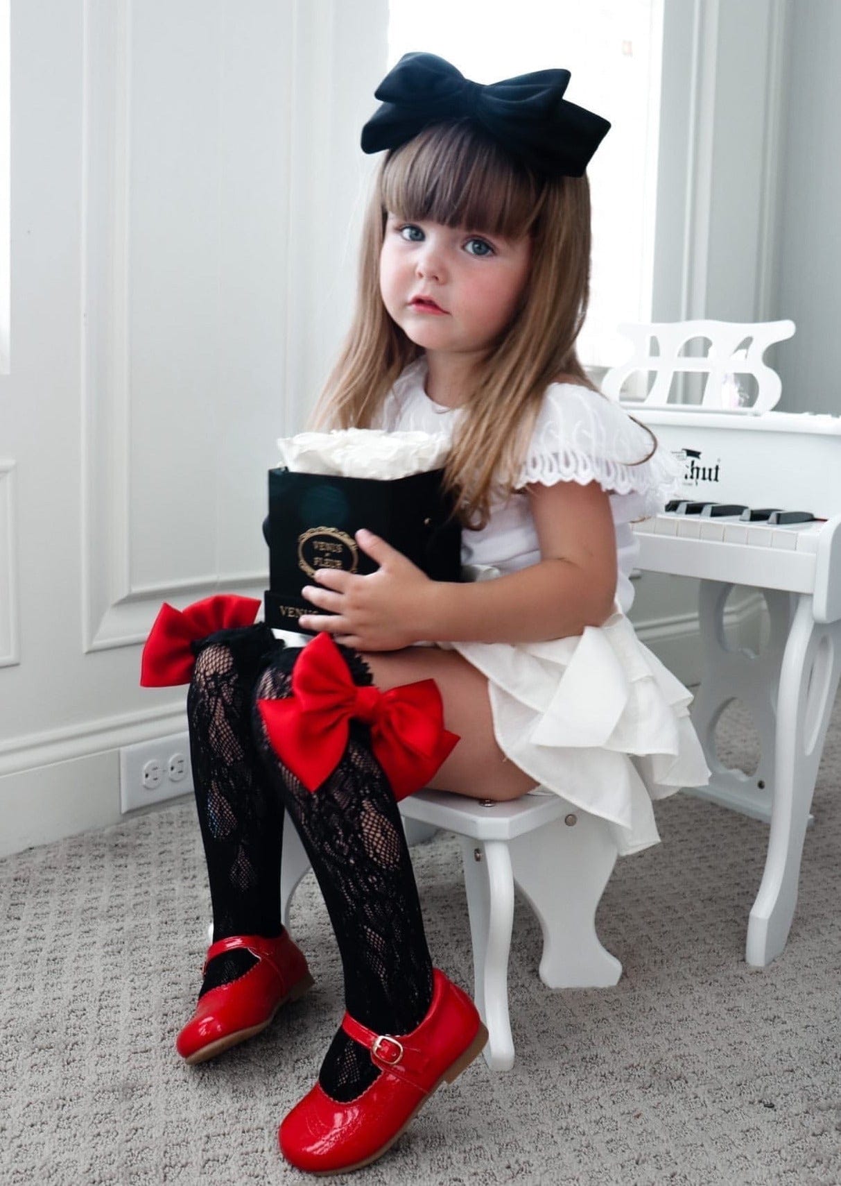 Lola Black Lace Socks with Satin Bows