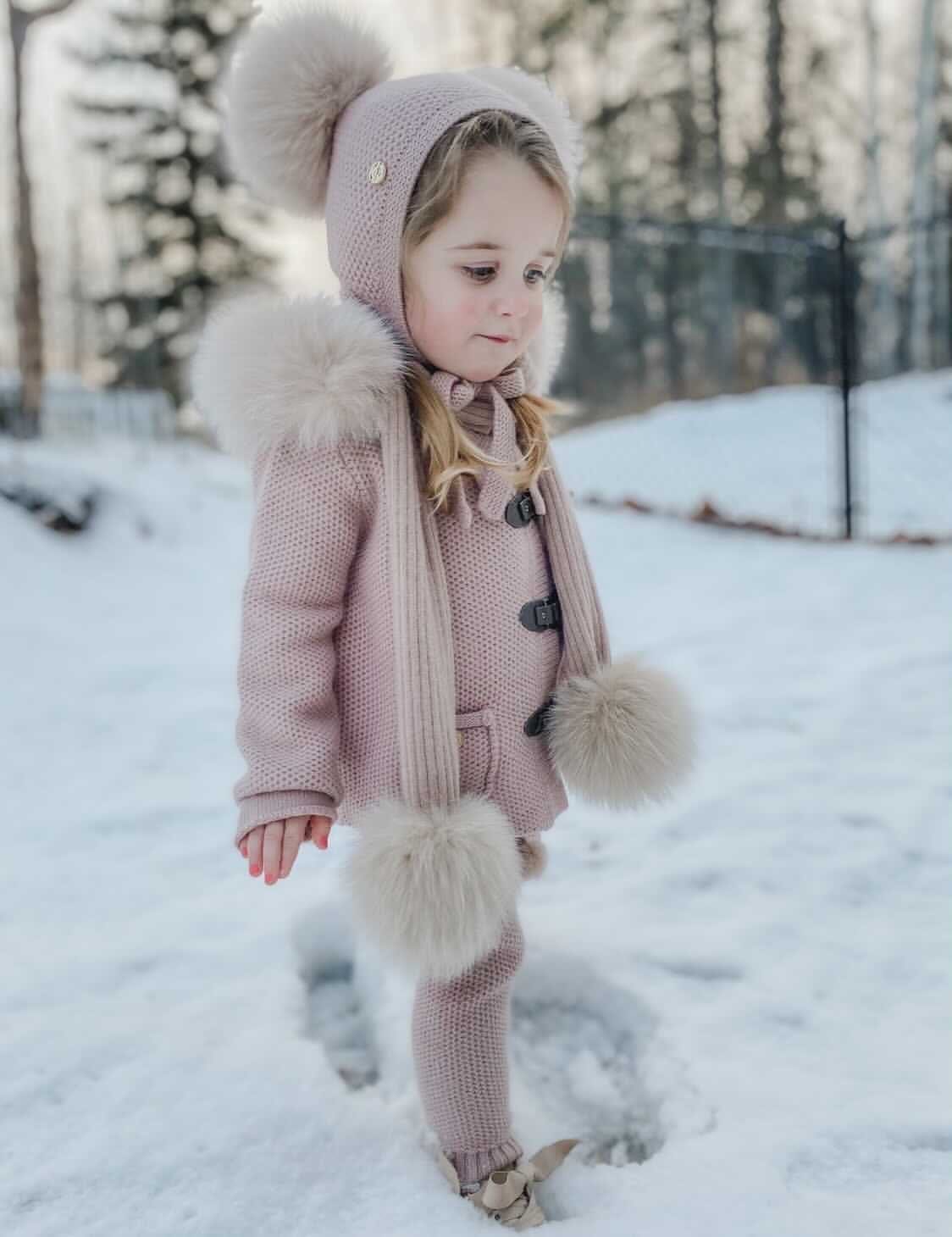 Honeycomb Dusty Pink Cashmere Bonnet - Petite Maison Kids