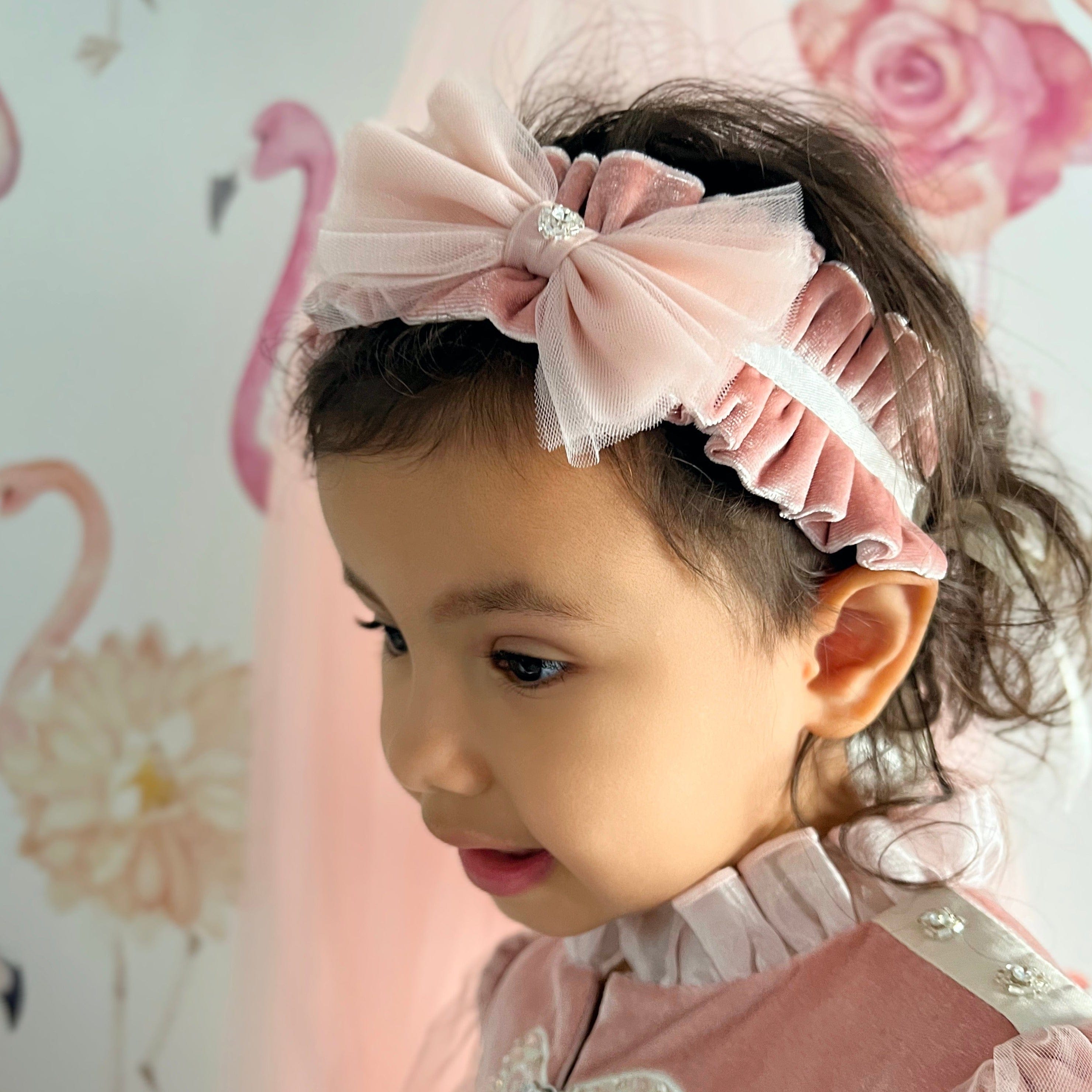 Clara Pink Velvet Hair Sash - Petite Maison Kids