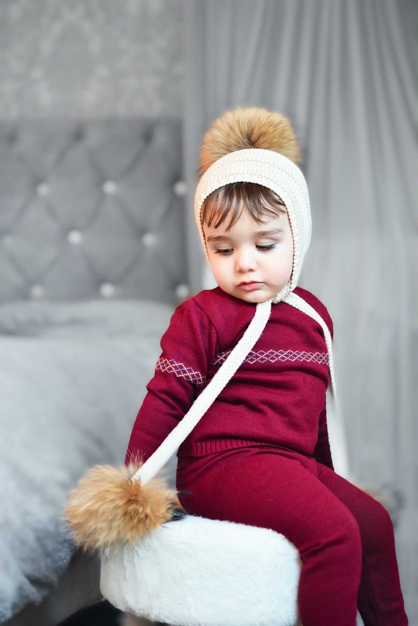 Pasha Three Pom Hat - Petite Maison Kids