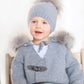 Cashmere Pram Coat with Grey Trim - Petit Maison Kids