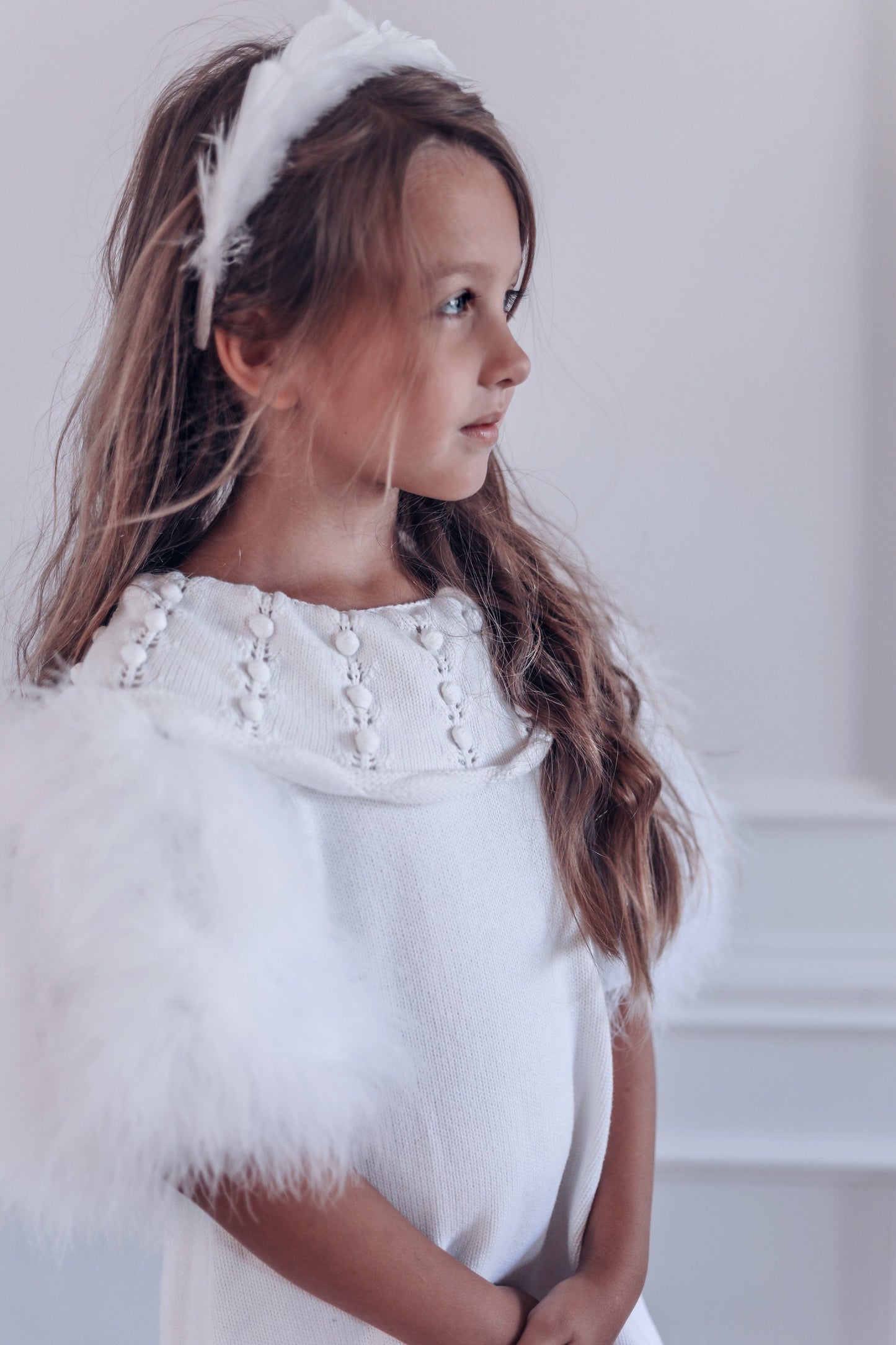Ella Knit White Feather Dress - Petite Maison Kids