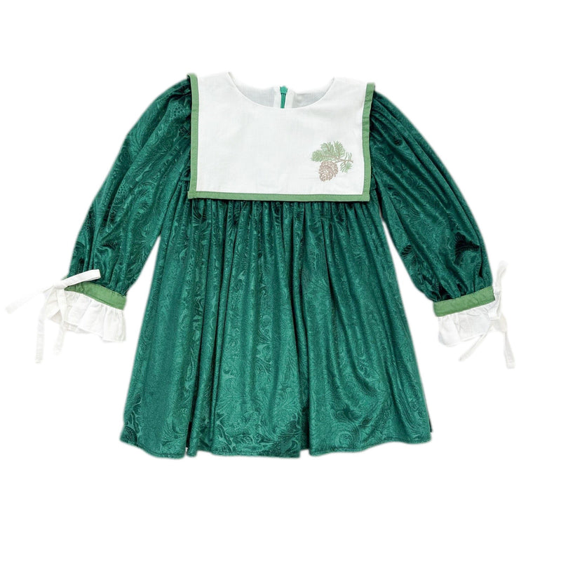 Everly Damask Velour Green Dress