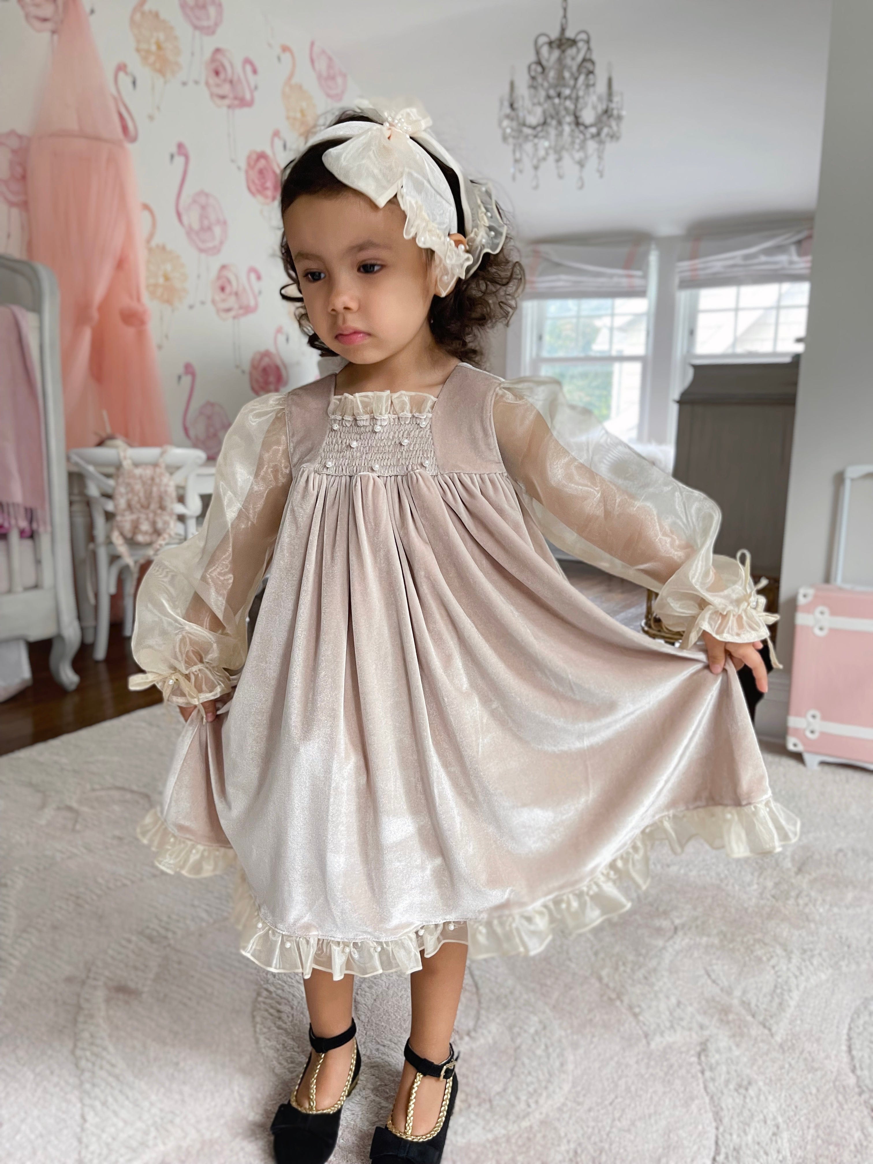 Helena Velour Dress - Petite Maison Kids