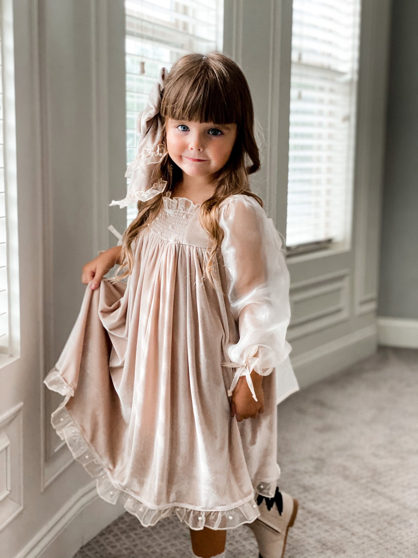 Helena Velour Dress - Petite Maison Kids