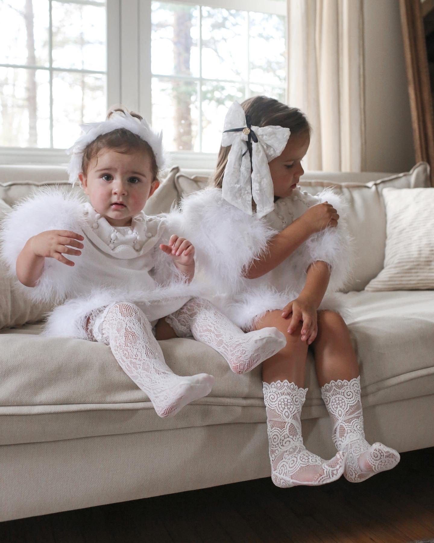 Ella Knit White Feather Dress - Petite Maison Kids