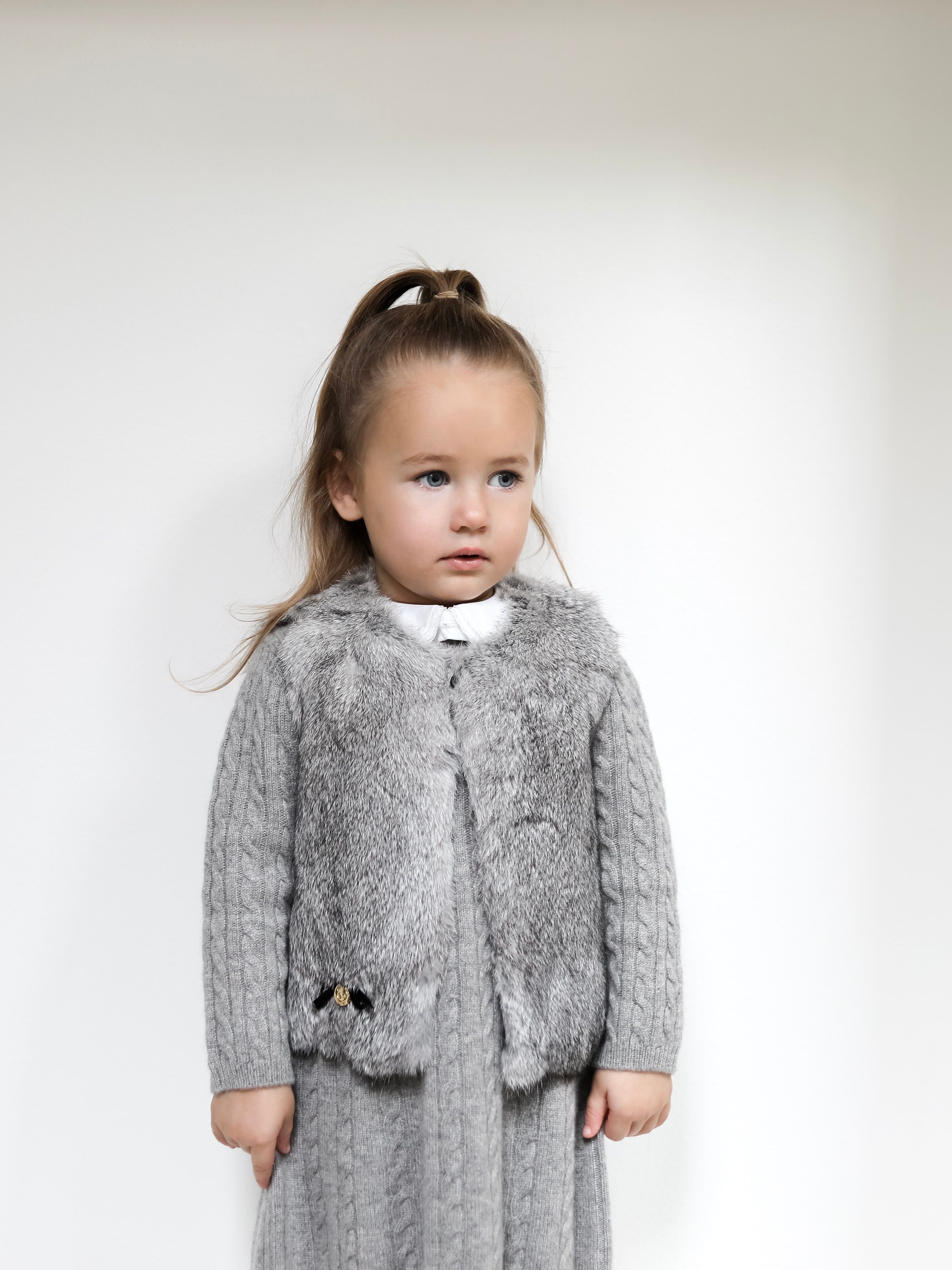 Grey Rabbit Vest - Petit Maison Kids