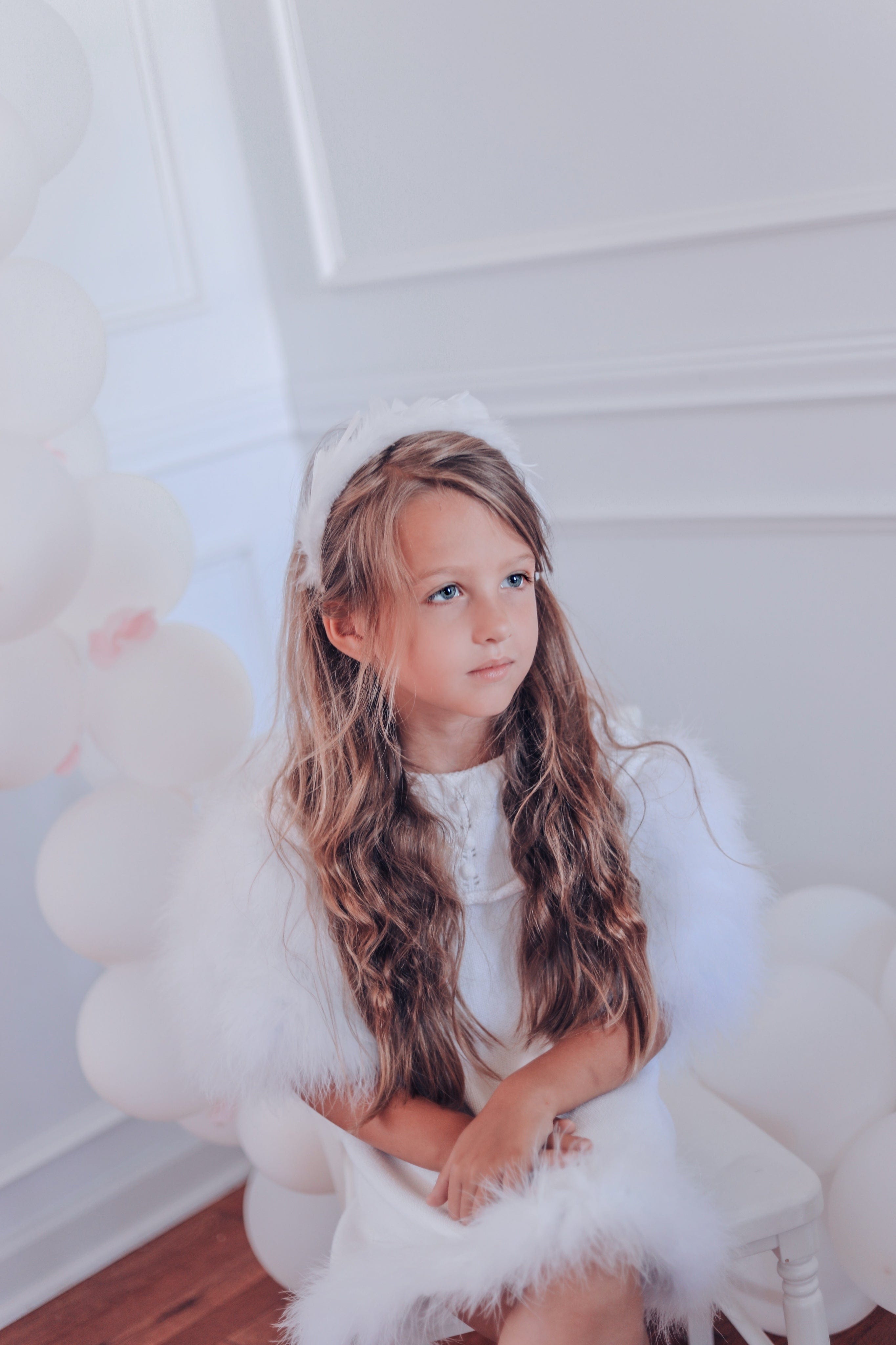 Ella Knit White Feather Dress - Petite Maison Kids