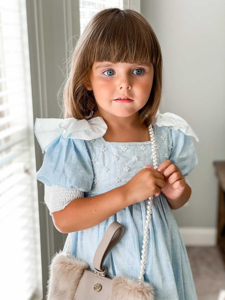 Charlotte Baby Blue Linen Dress Petite Maison Kids