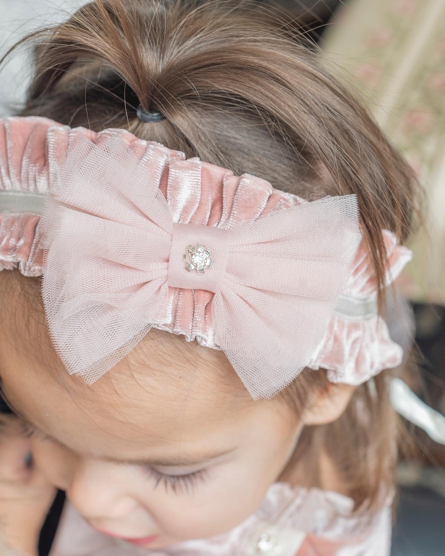 Clara Pink Velour Hair Sash