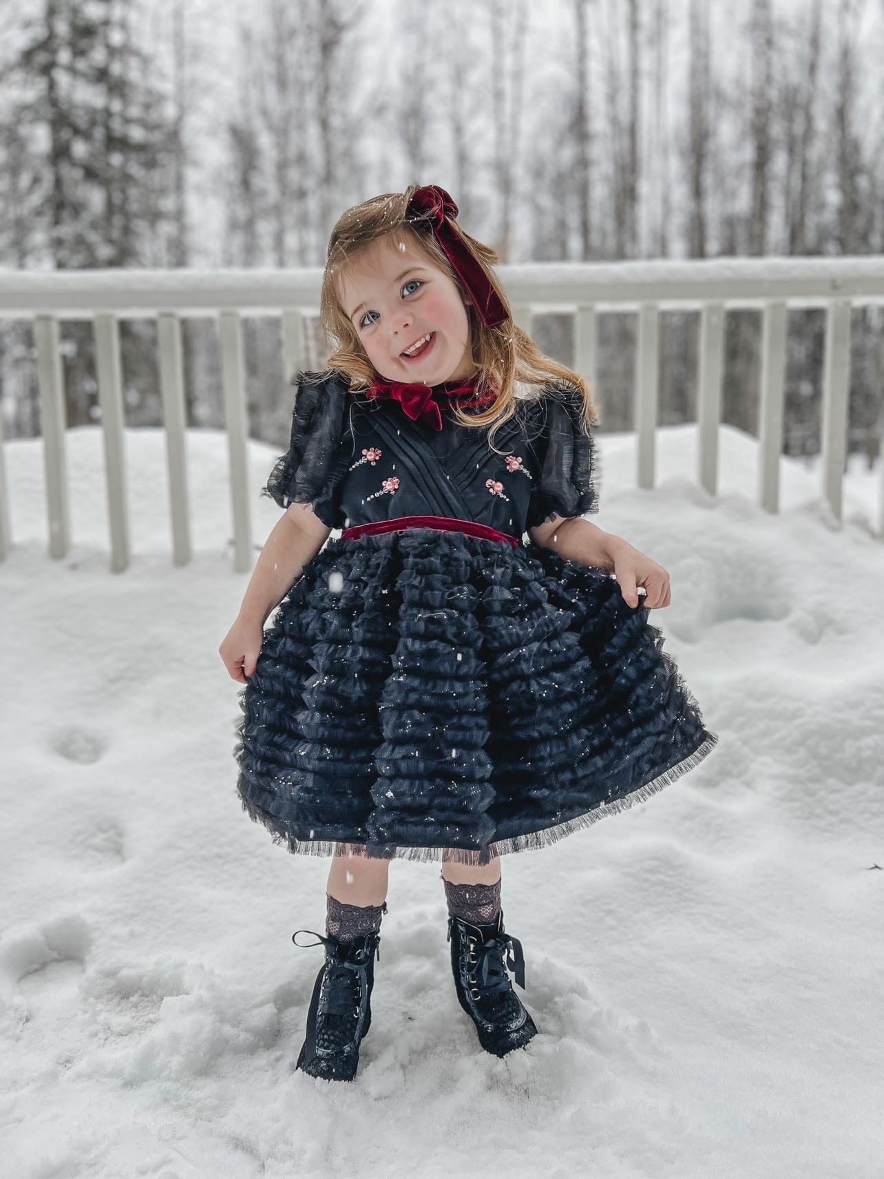 Kylie Black Tulle and Organza Dress